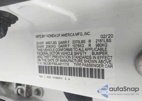 2020 Acura Tlx A-Spec/A-Spec W/Red Leather z USA, uszkodzony, nr VIN 19UUB1F60LA011710